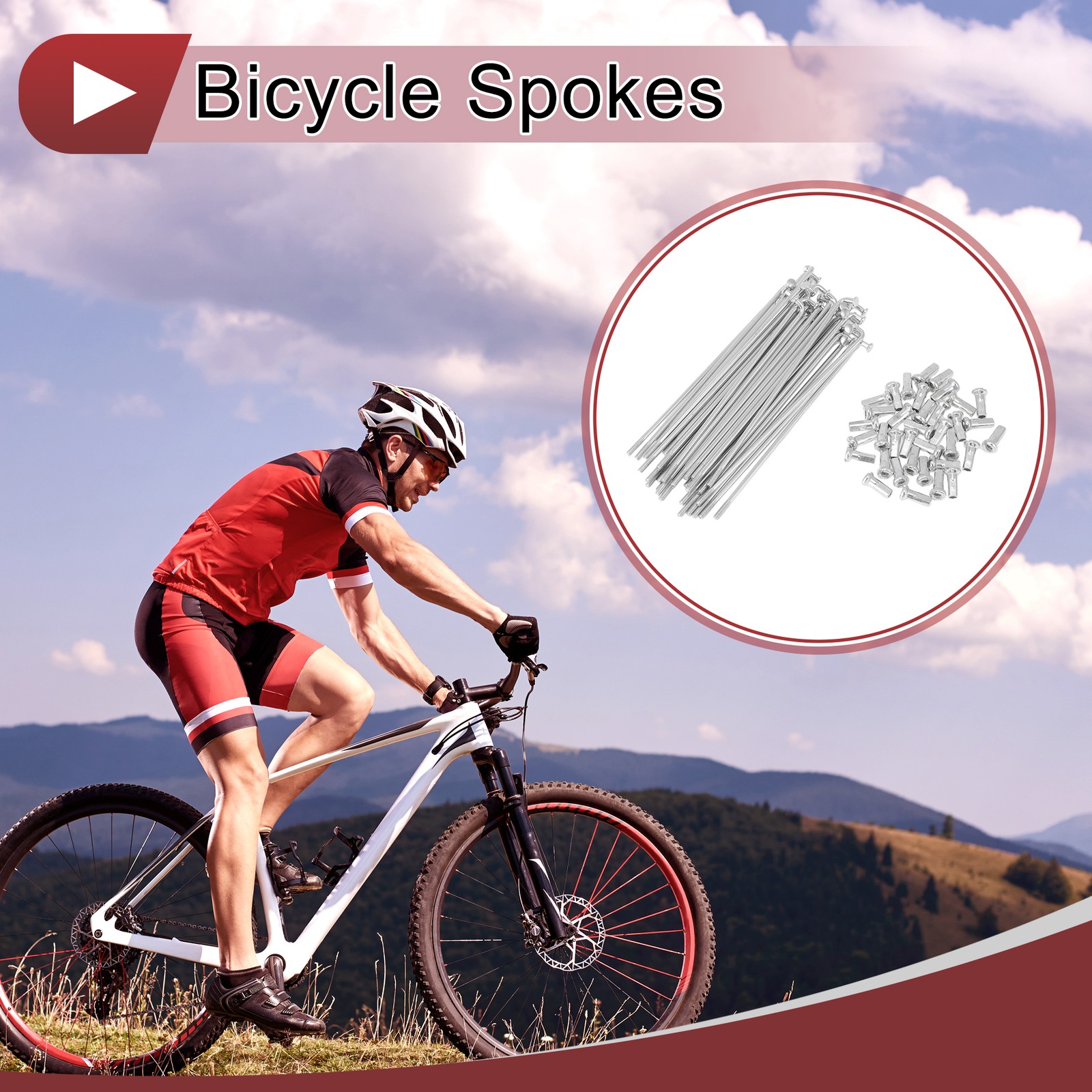 36Set 12G Bicycle Spokes 109mm Bike Wheel Spokes 45 Steel Galvanized Silver Tone