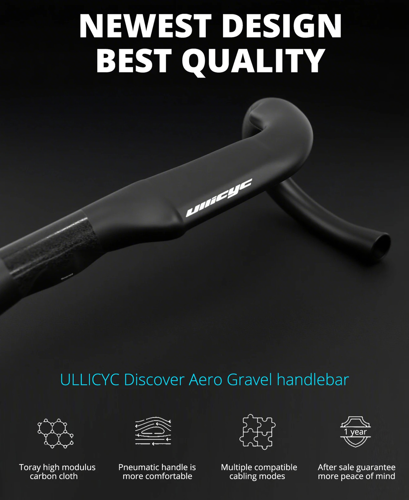 Carbon Gravel Road Bike Handlebar Half Internal Cable 31.8mm Clamp 340-400mm