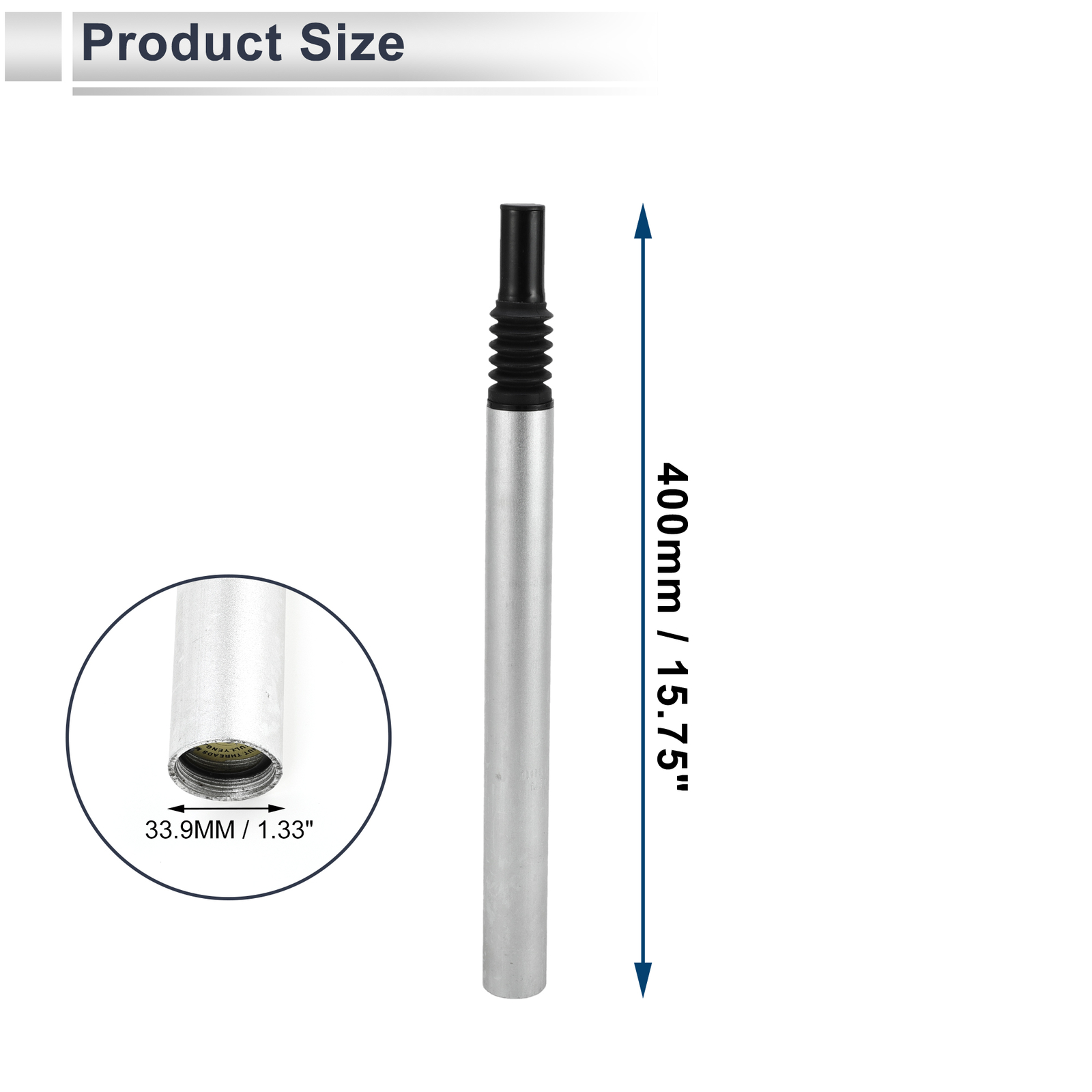 Bike Seat Posts 33.9x400mm Shock-absorbing Post Seat Silver Tone Aluminum Alloy