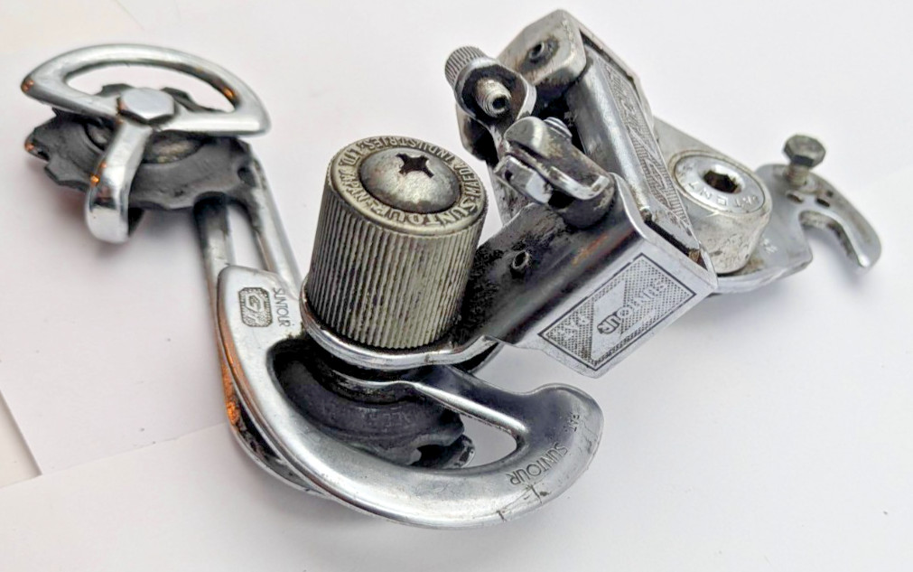 RALEIGH SUNTOUR 7 GT REAR DERAILLEUR SILVER LONG CAGE W/ REMOVABLE HOOK HANGER