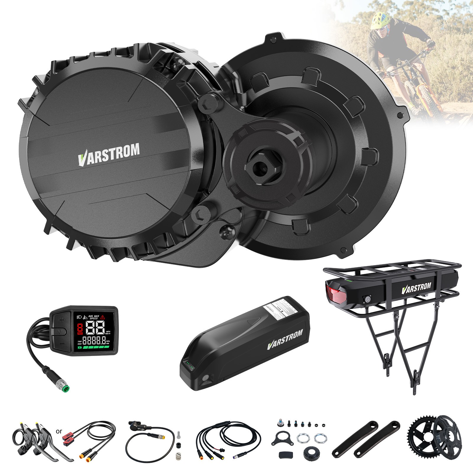 48V750W Varstrom Mid Drive Motor Kit 68-73mm EBike Conversion Kits DZ41 Display
