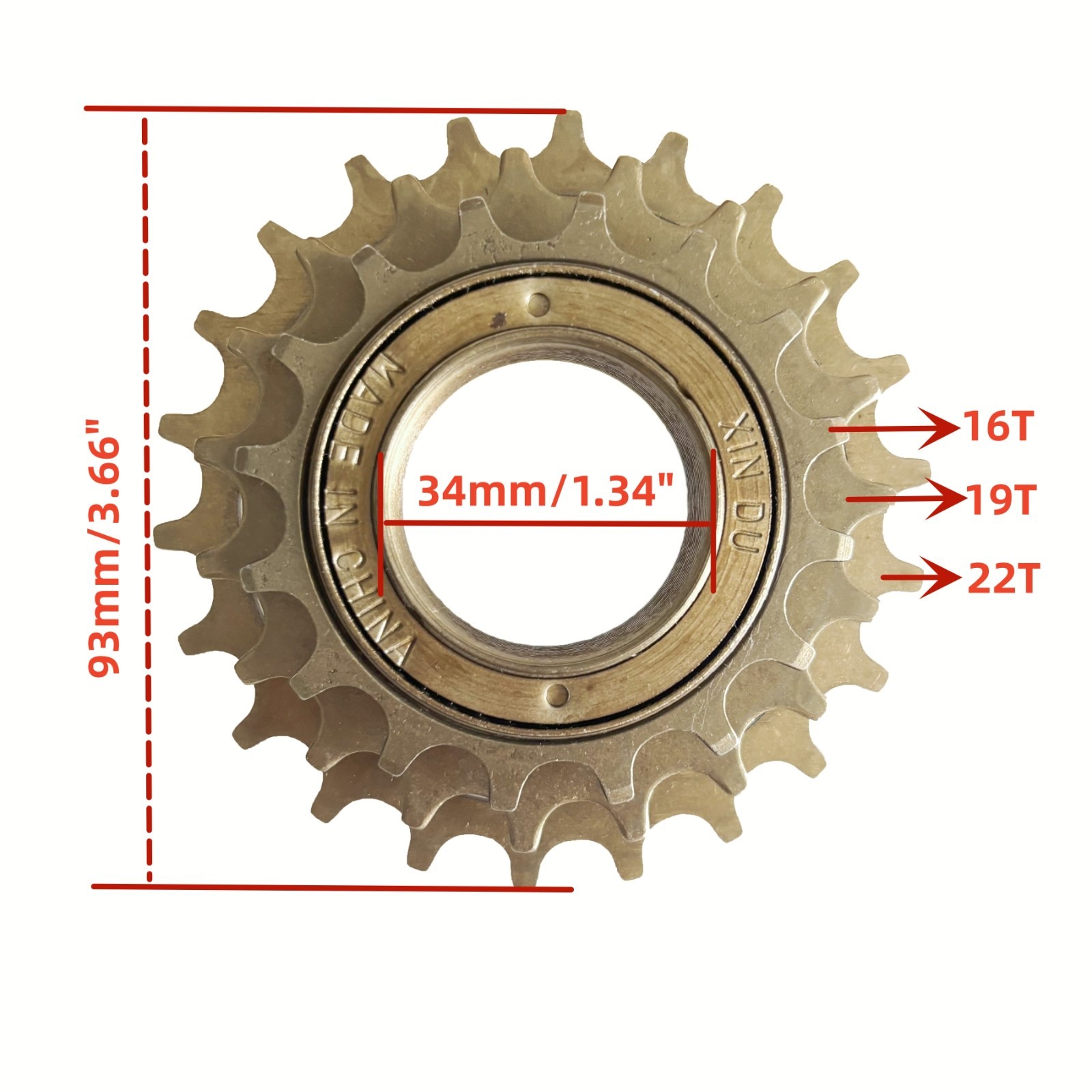 CDH 3 Speed Bicycle Freewheel Sprocket Threaded Model, 16T-19T-22T Bike Rotary
