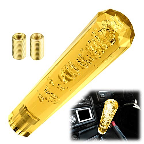 Shift Knob Stick Crystal Transparent Bubble Throw Gear Shifter 20cm Yellow