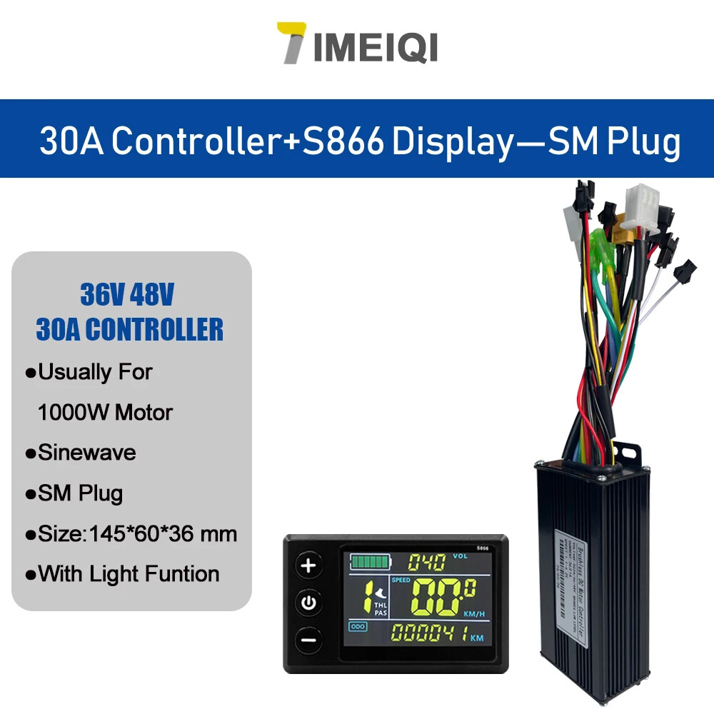 Three-Mode E-bike Sine Wave Controller 36V 48V 17/26/30/40A with LCD Display