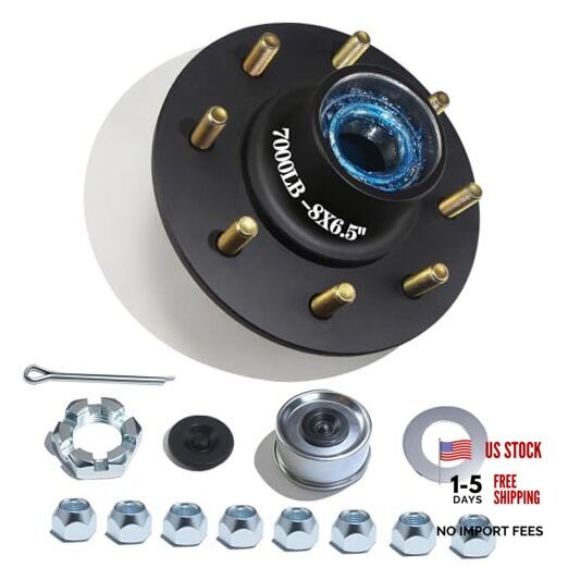 1 Sets 7000lbs Trailer Hub Kits 8 Bolt 6.5,Trailer Axle 8 Bolt 6.5 Trailer Hub
