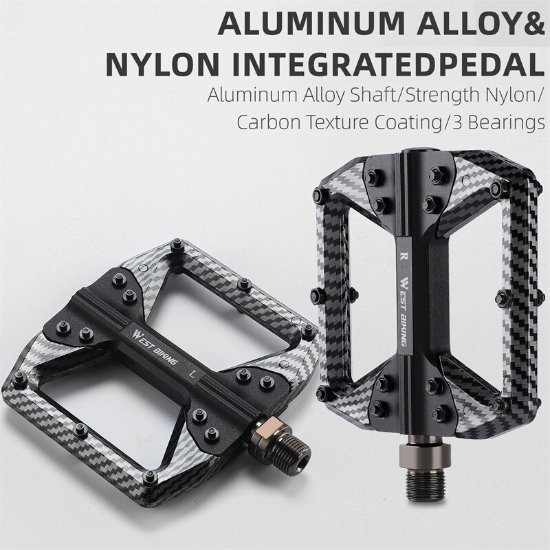 Aluminum Nylon Bicycle Pedals 3 Bearing Carbon Fiber Coating MTB Bike Pedals