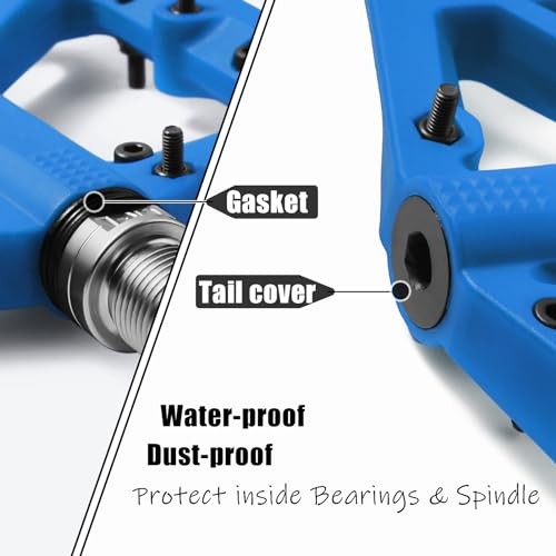 MTB Pedals Large Mountain Bike Pedals, Lightweight Nylon Fiber Composite Blue
