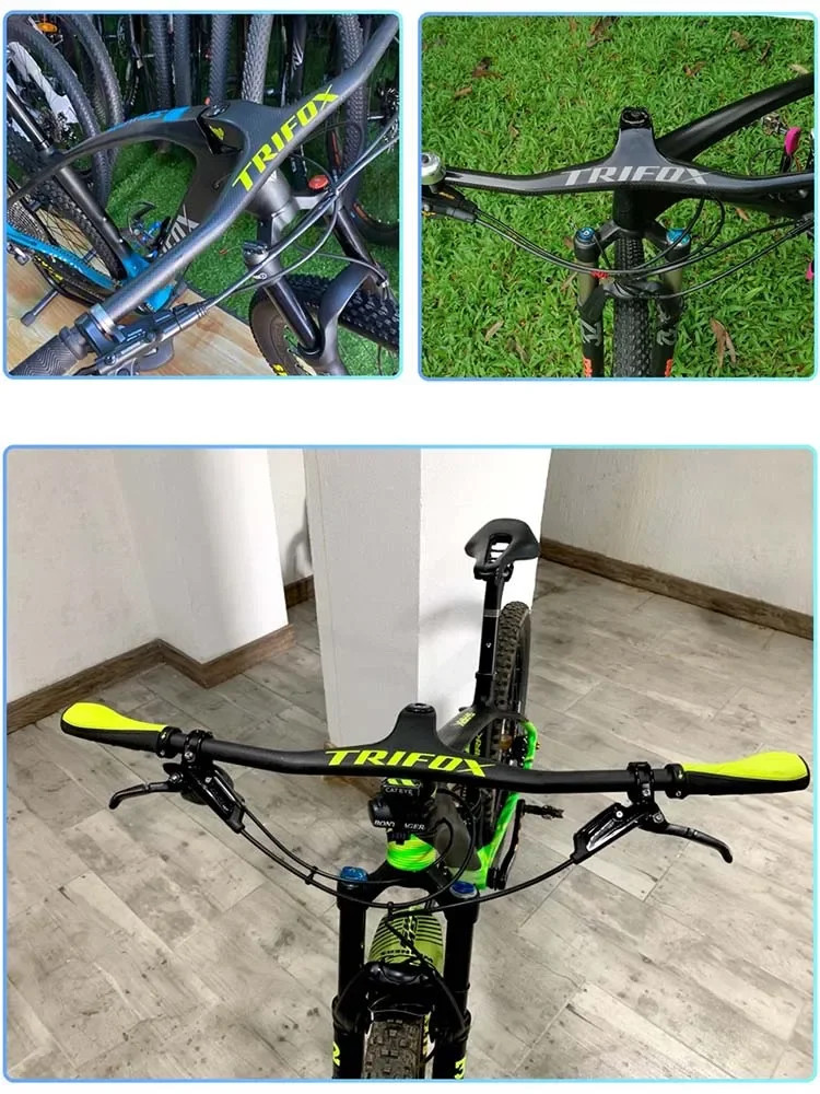 Angle-17° MTB Bicycle One-shaped Integrated Handlebar Stem 3K Matte 600-800mm