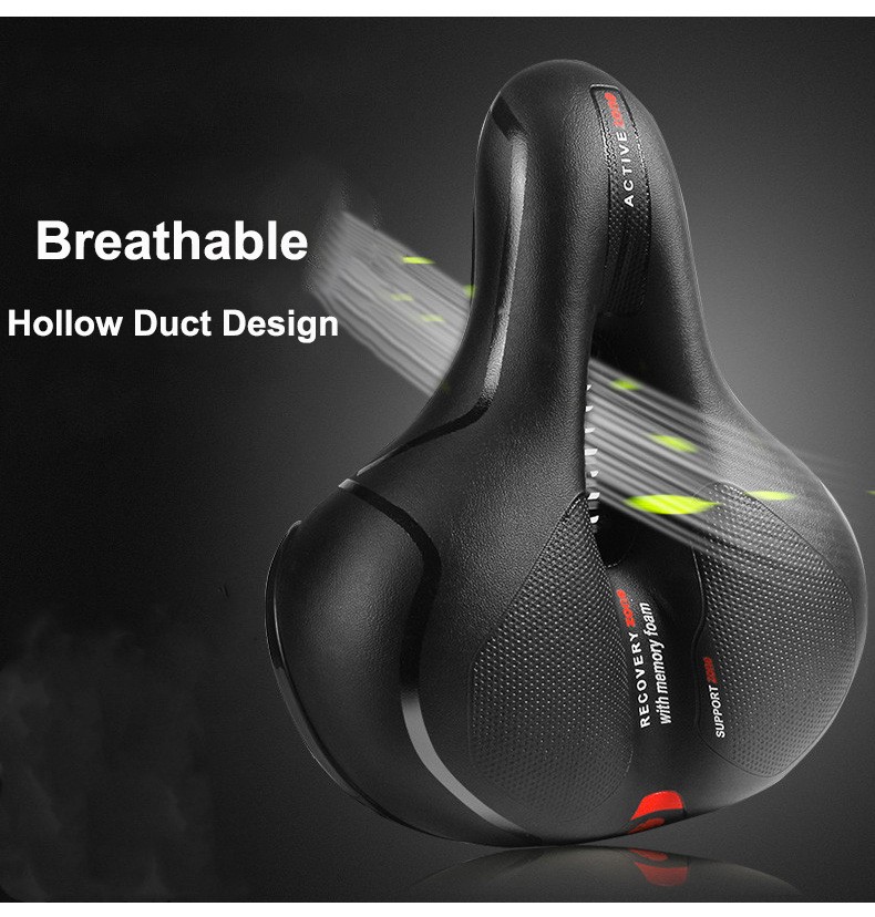 Comfort Bike Seat Memory Foam Padded Bicycle Saddle Dual Shock Absorbing Reflect