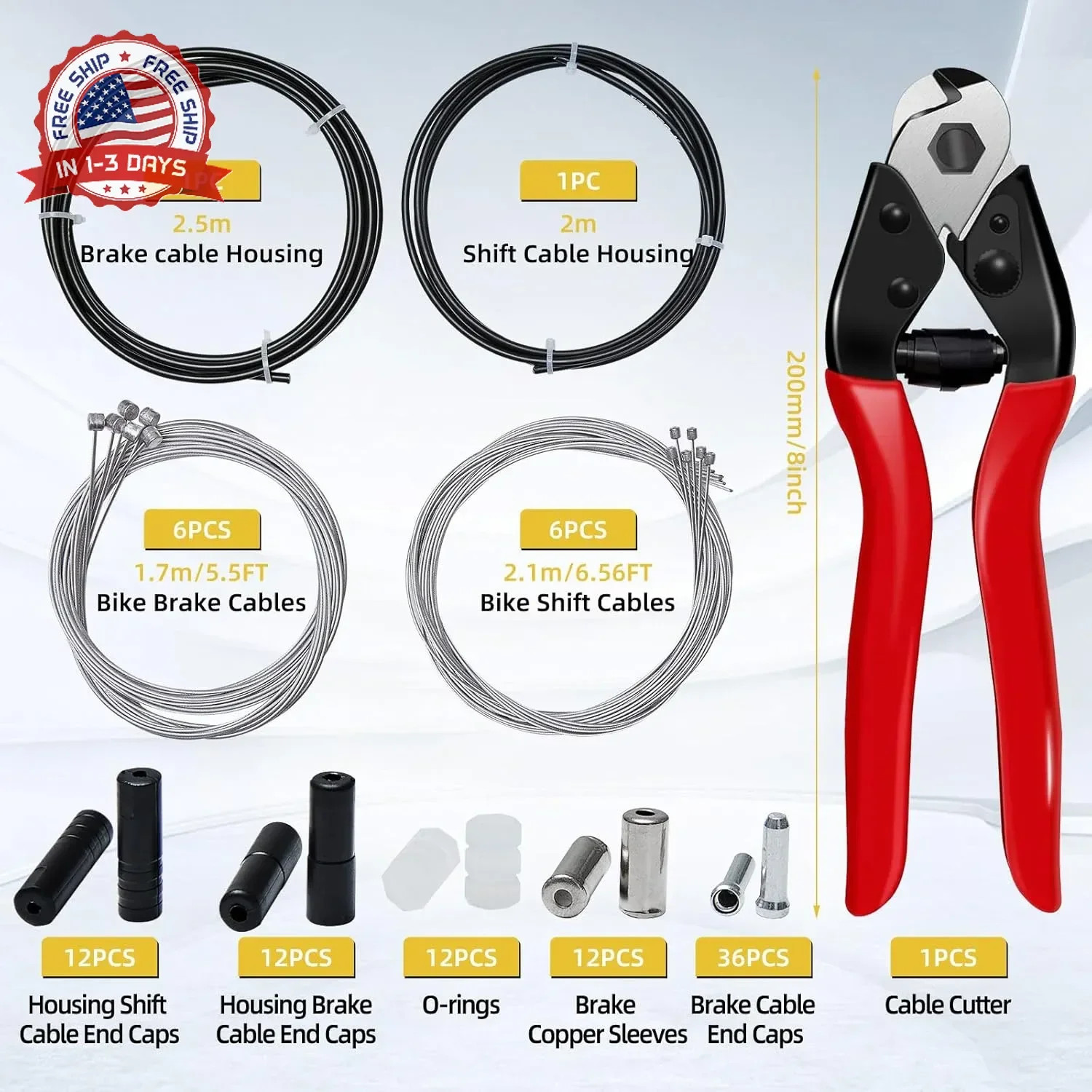 103Pcs Bike Brake Cable Kit with Stainless Steel Bike Cable Cutter,Brake Cable a