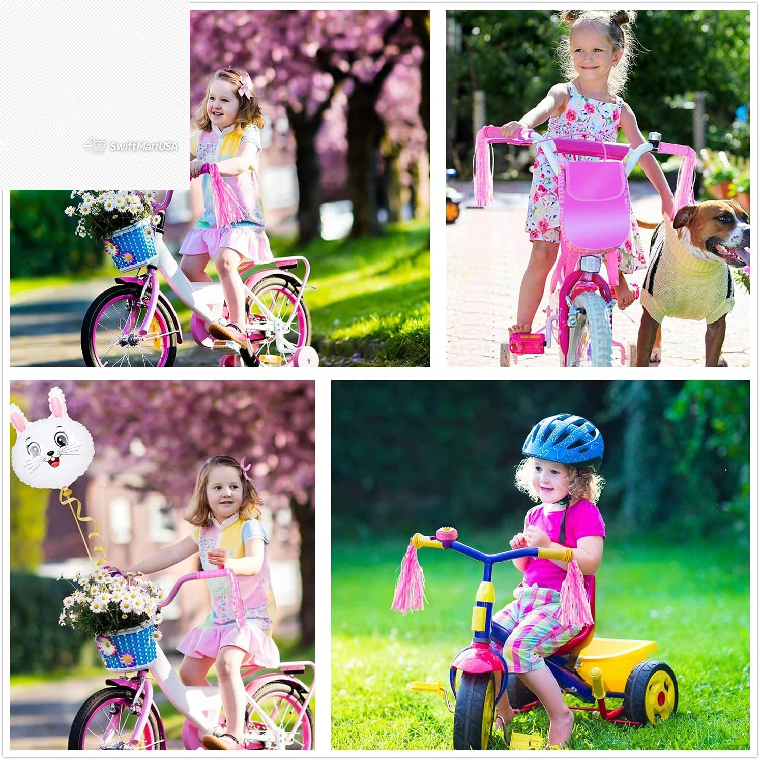 Kids Bike Handlebar Grips with Tassel Streamers Girls Boys Bicycle Scooter BMX