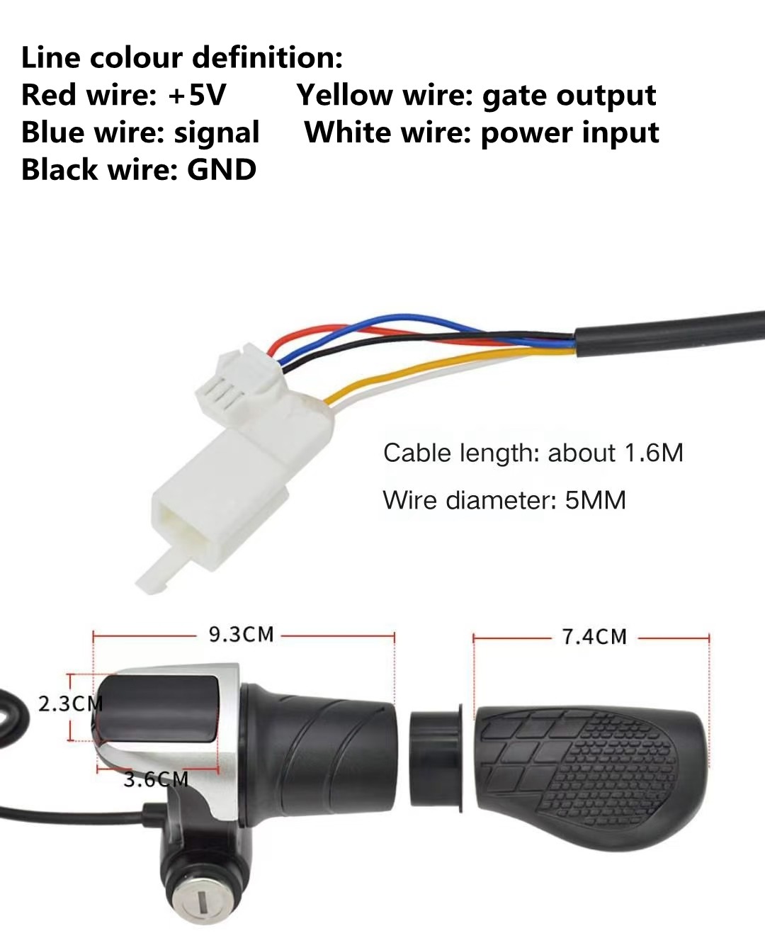36V/48V E-Bike/Scooter Split Throttle Handle with Power Display & Key Lock USA