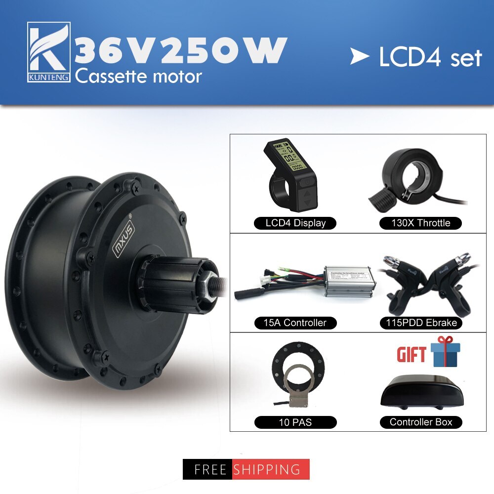 E-Bike Conversion Kit 36V 48V 250W Hub Motor Waterproof Plug LED LCD Display