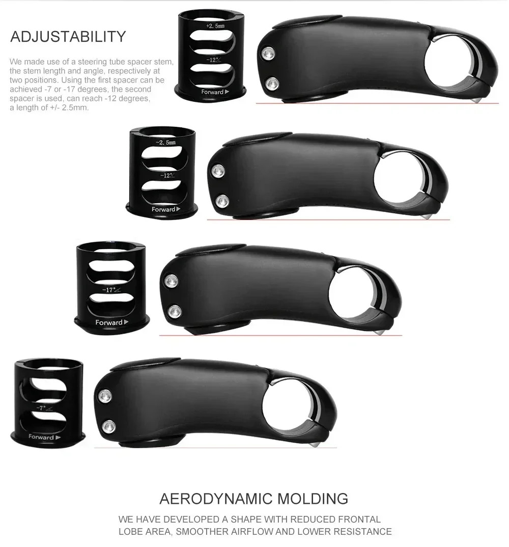 Mountain/Road Bicycle Carbon Stem 3 Degrees Adjust with Computer Mounts