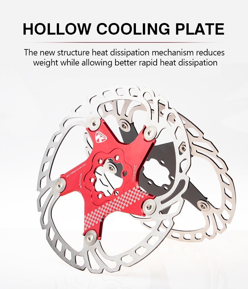 KOOTU Bike Disc Brake Rotor 160mm 180mm 203mm with 6 Bolts MTB Bicycle Rotors