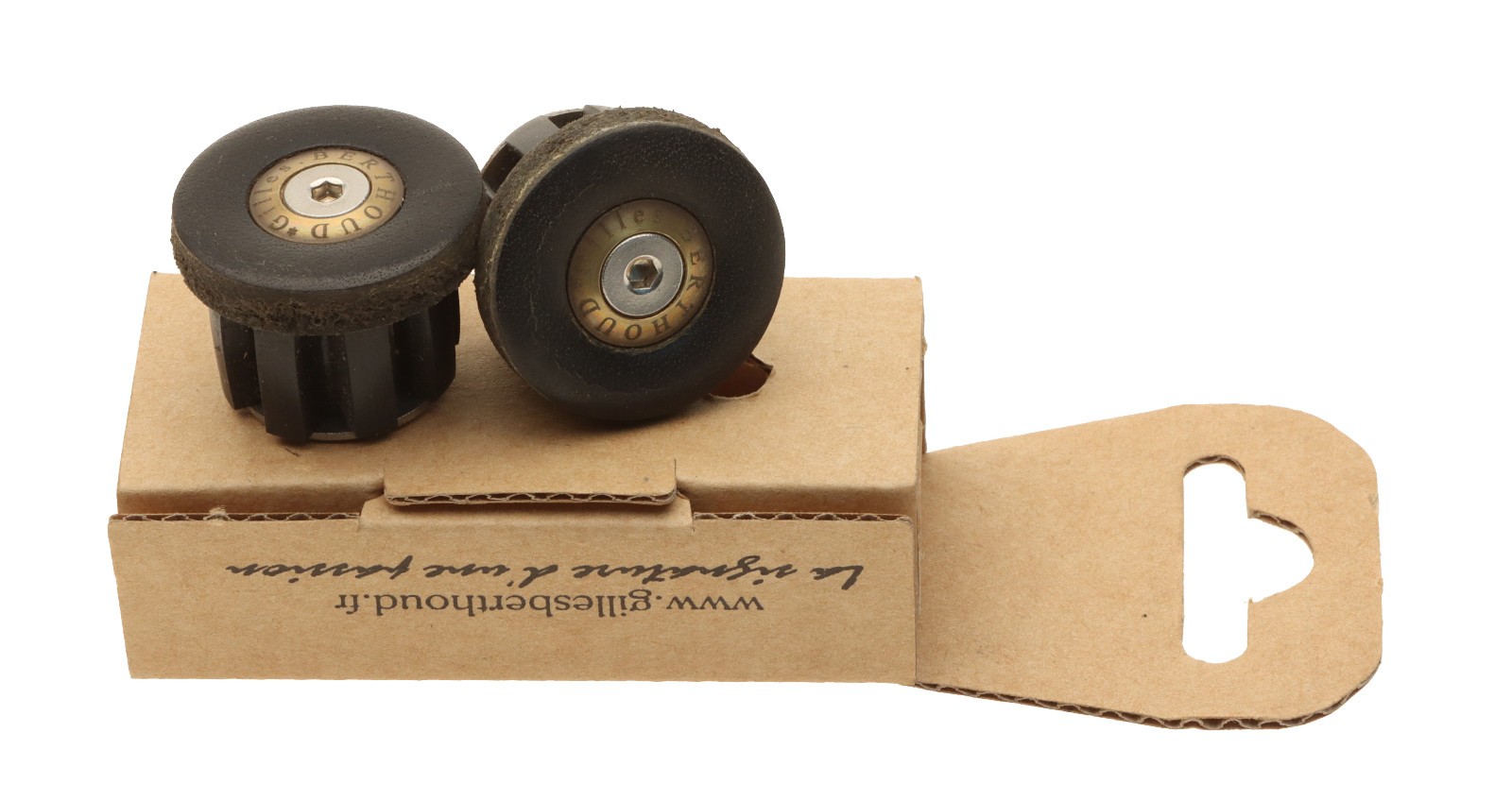 Gilles Berthoud Road Handlebar End Plugs PAIR Black Leather NEW NOS NIB