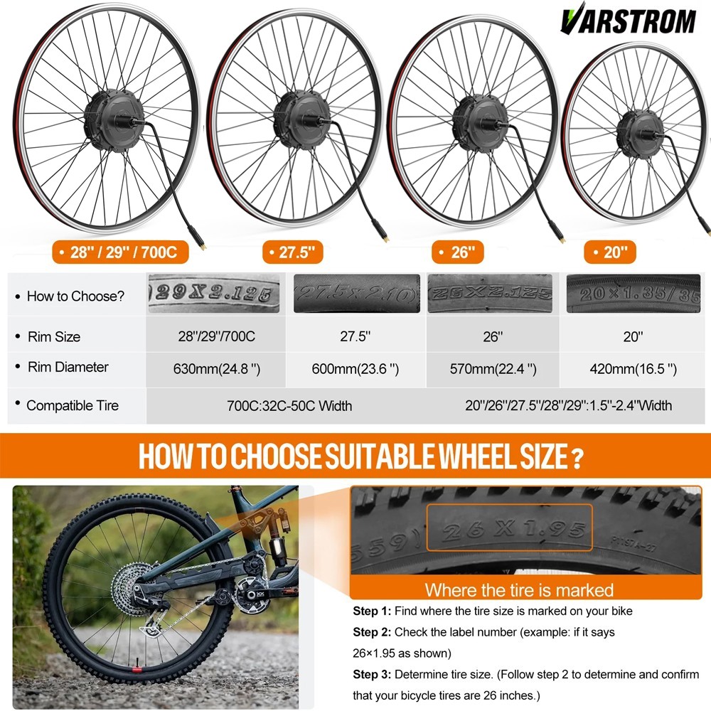 48V 750W Rear Hub Motor Kit Electric Bike Conversion Kit for 26″27.5″700C Wheel