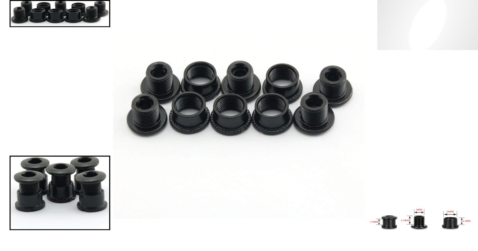 Durable MTB Chainring Fixing Bolts – Set of 5 Black 4.9mm High Strength Steel