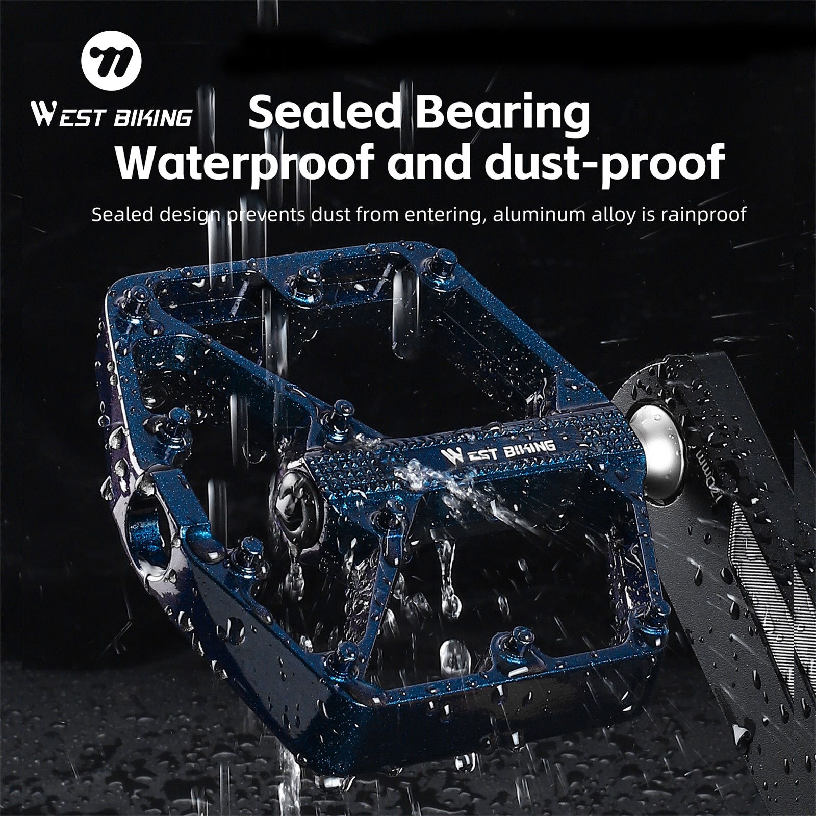 West Biking MTB Bicycle Pedals Waterproof Non Slip Bicycle Pedals Platform Pedal