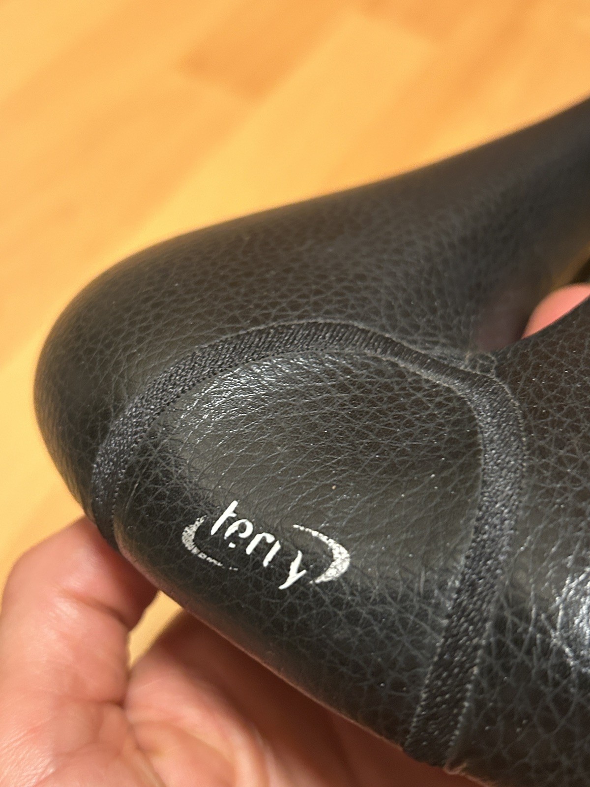 Vintage Terry Fly Cromoly Saddle Cutaway Seat Black Grain Leather Italy Road MTB