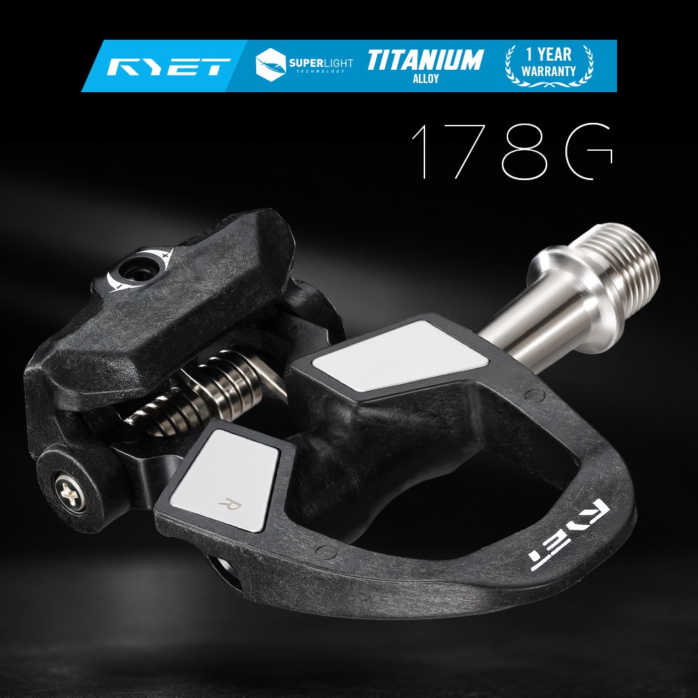 RYET Ultralight Carbon Pedals 178g Titanium Axle DU Bearings Road Bike Cycling