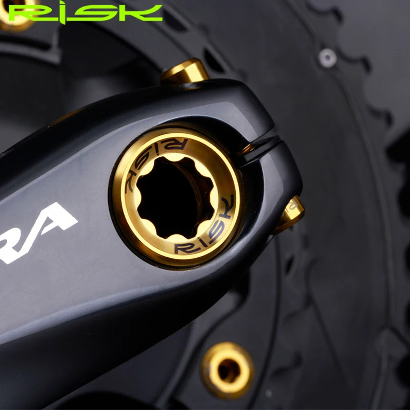 RISK Bicycle Crank Cover Screws Integrated Tooth Plate Plum Blossom Titanium