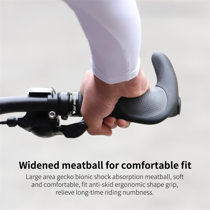 WEST BIKING Bike Grips Rubber Ergonomic Lock-on Bicycle Handlebar Bar Ends Plugs