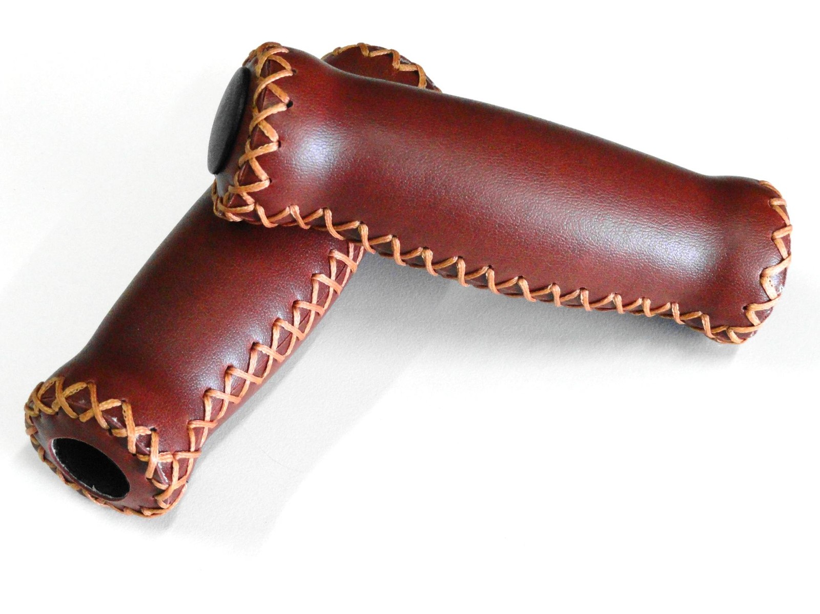 BROWN Bike Bicycle Handlebar Leather Like Grip Grips 127mm x 18mm Beach Cruiser