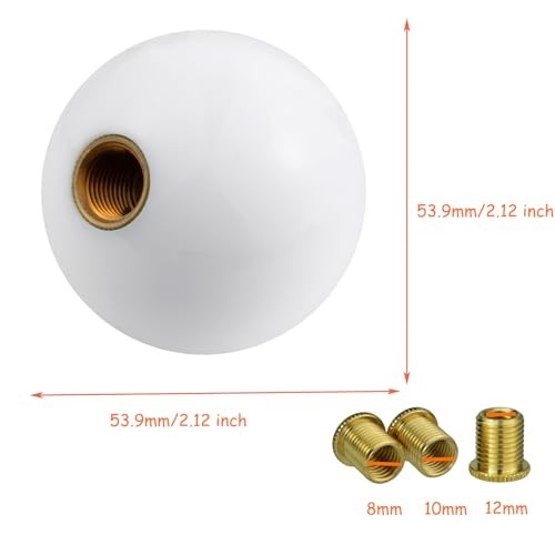 5 Speed Shift Knob, Round Ball Gear Strick Knob White and Black Lower Right R