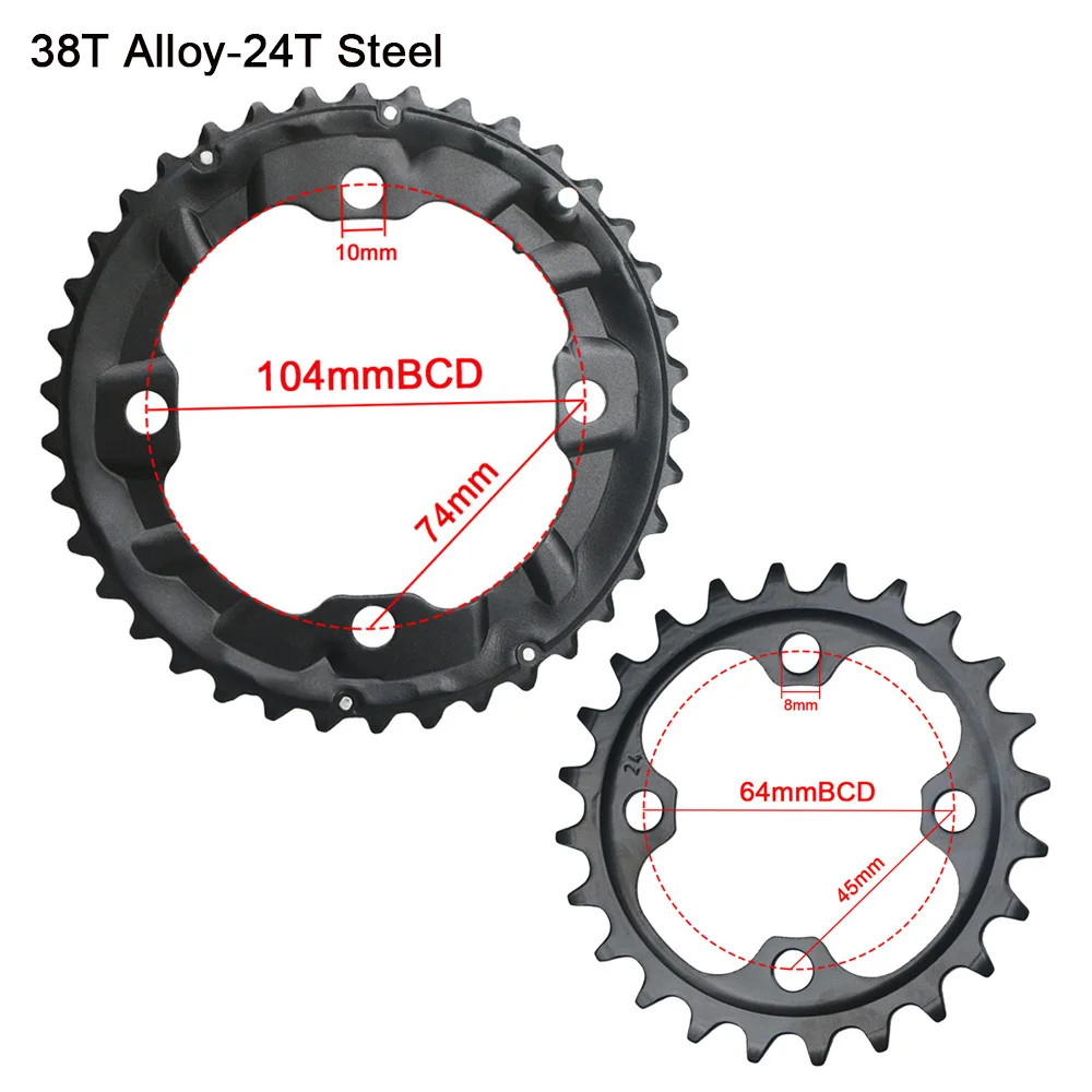 MTB Bicycle Chainring 64BCD 104BCD Double Chainwheel 22T-38T Parts