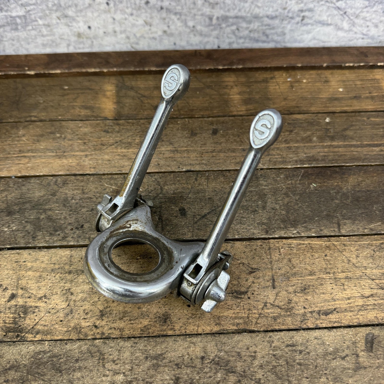 Vintage Schwinn Shifter Set Stem Silver Small S Logo Shift Levers Headset