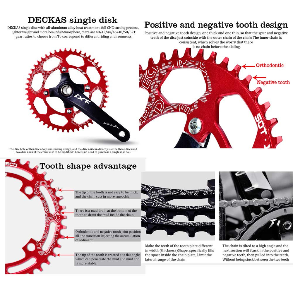 Round Chainring 104BCD 40T 42T 44T 46T 48T 50T 52T Narrow Wide Chainring for 7 8