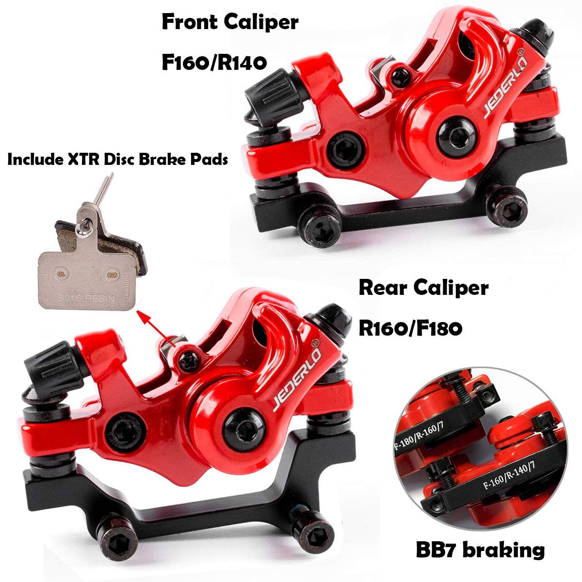 Bike Disc Brake Kit, Including Front and Rear Caliper, 160mm Rotor, Mechanic