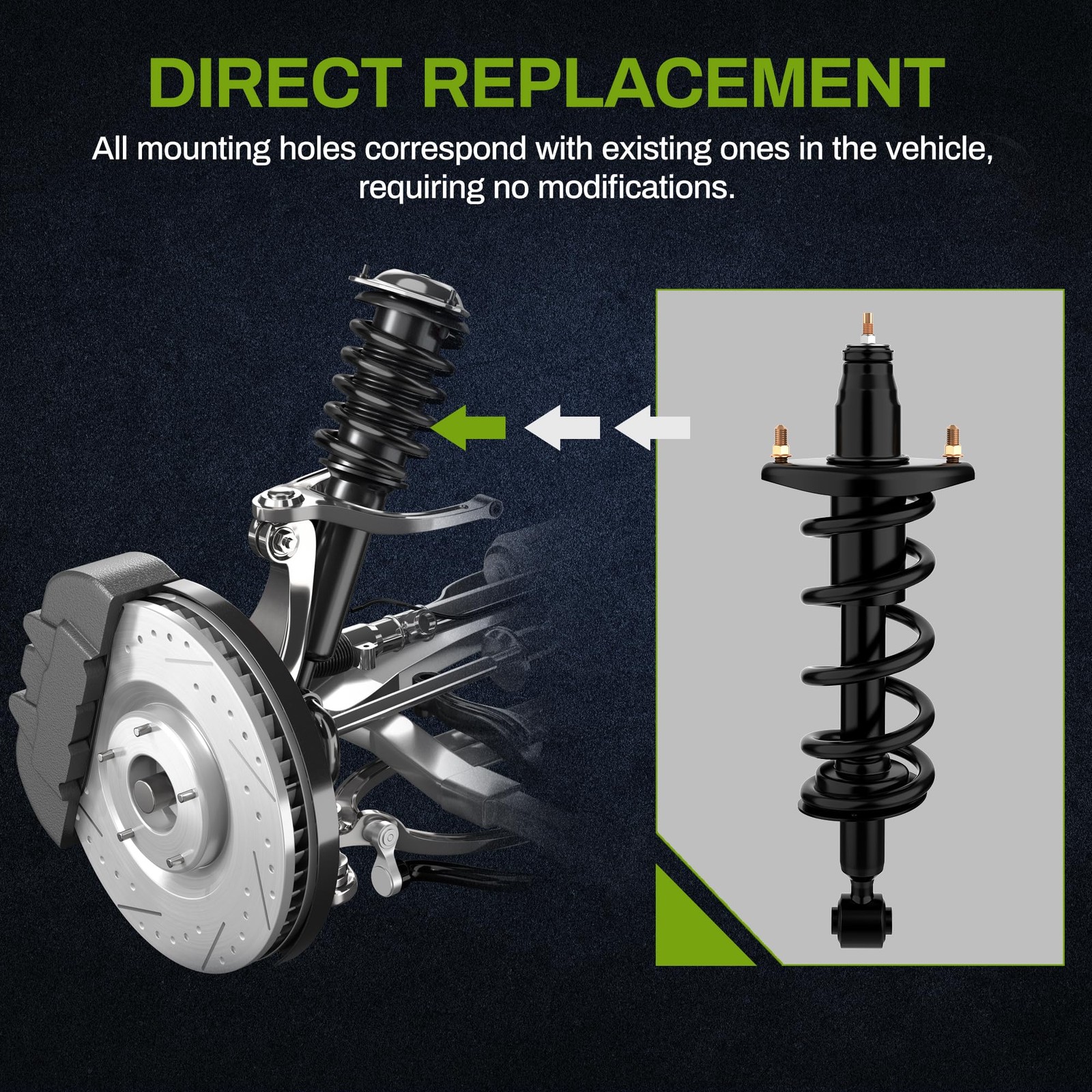 Autosaver88 Rear Pair Complete Struts Coil Spring Assembly Compatible 2001-2005