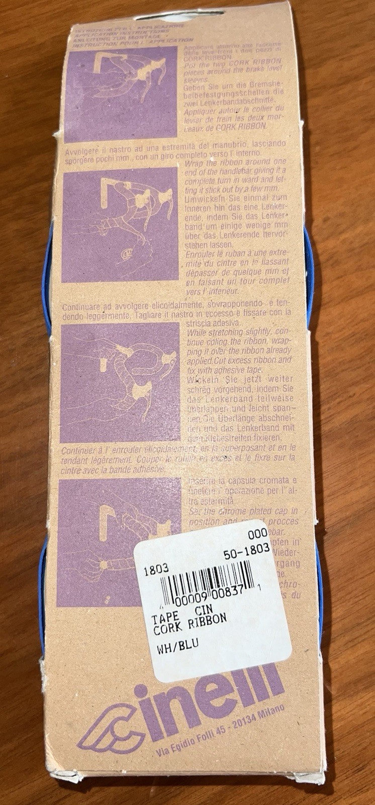 NEW! Cinelli Cork Ribbon Original Handlebar Tape – Road Bike – Blue/White – NOS