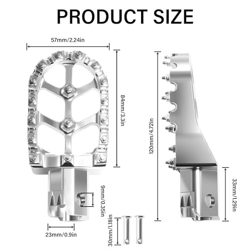 Silver CNC Anti-Slip Foot Pegs for 50cc, 70cc, 80cc, 90cc Dirt Bike