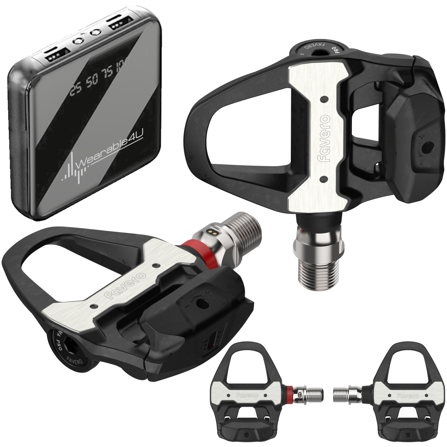 Favero Assioma PRO RS-1 Single Side Power Meter Pedals with Power Bank Bundle