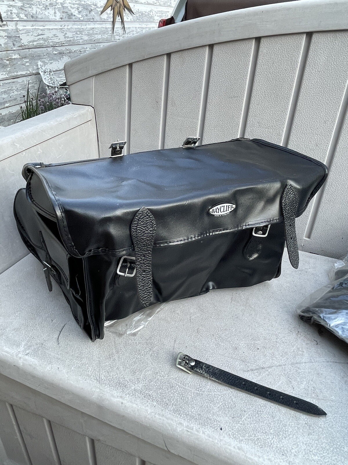 Pair Of New Old Stock Baycliff England Made Rare Black Vinyl Bicycle Saddle Bag