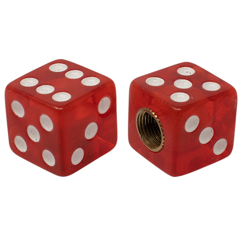 PRO+ DICE VALVE CAPS SCHRADER VALVE CLEAR RED