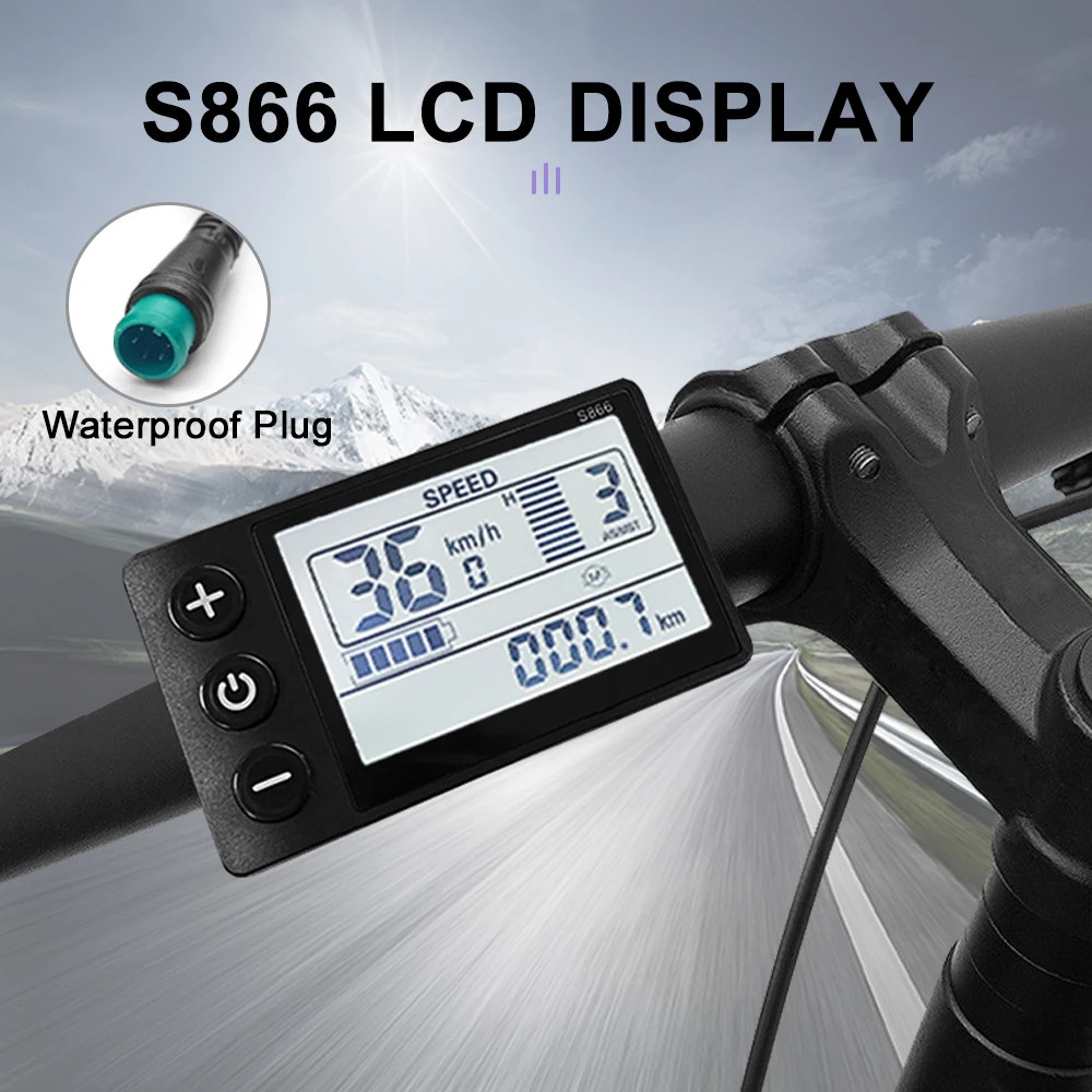 E-bike Display S866 S900 UKC1 LCD Display 24V-48V SM/Waterproof Connection Plug
