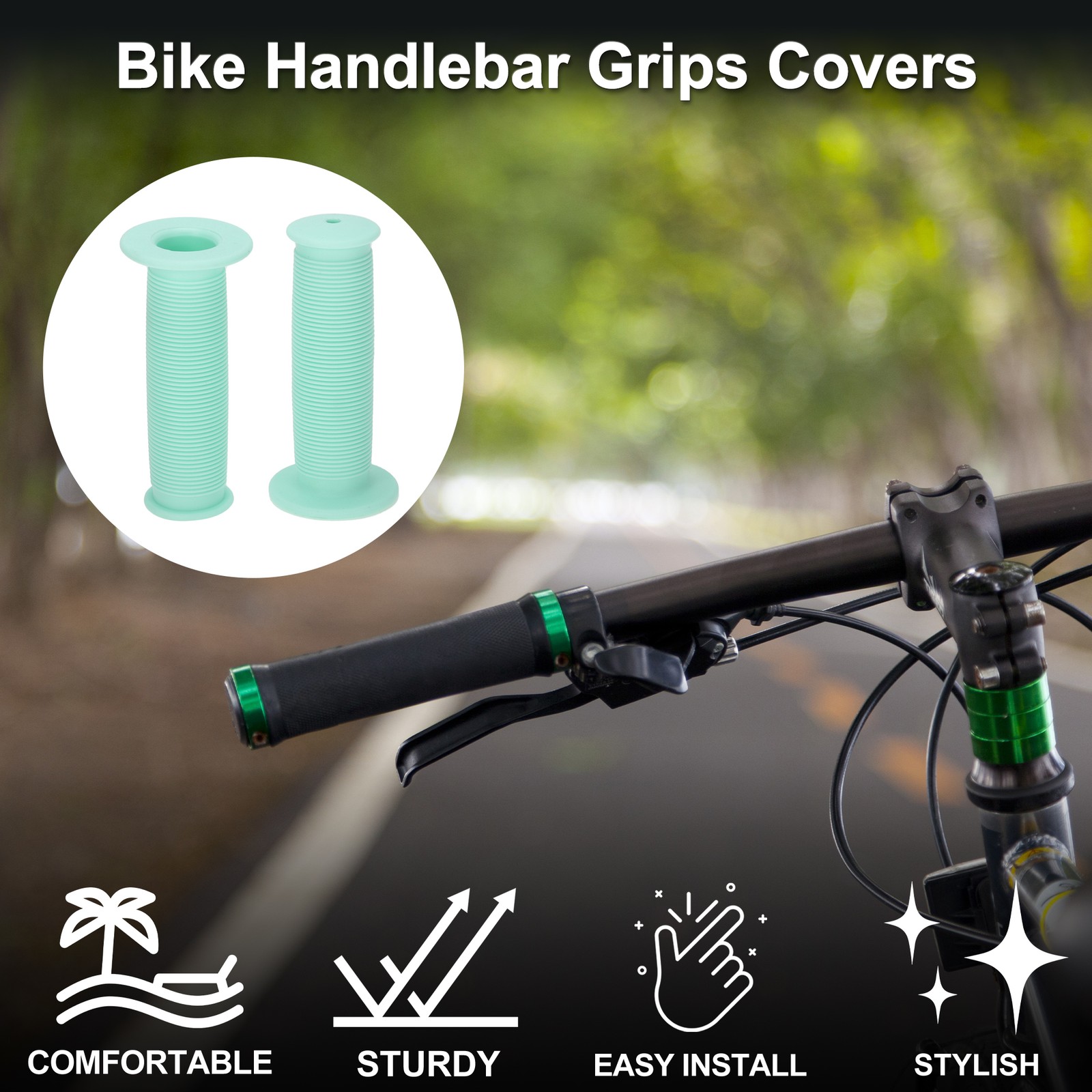 Bike Handlebar Grip Cover 100mm Lightweight MTB End Grip Protector Blue 1 Pair