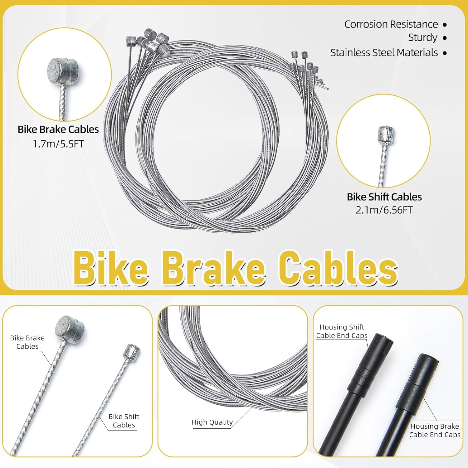 103Pcs Bike Brake Cable Kit with Stainless Steel Bike Cable Cutter,Brake Cable a