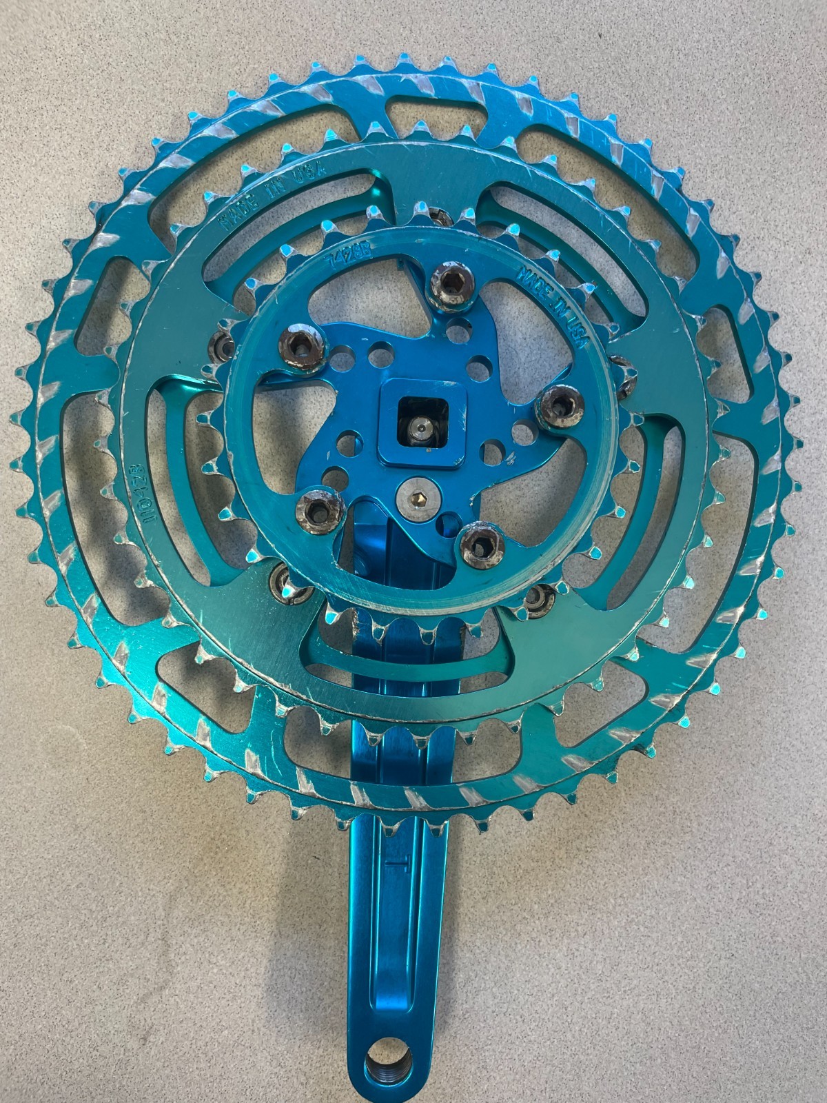 Kooka Tandem Crankset alloy anodized blue 175mm square taper retro rare