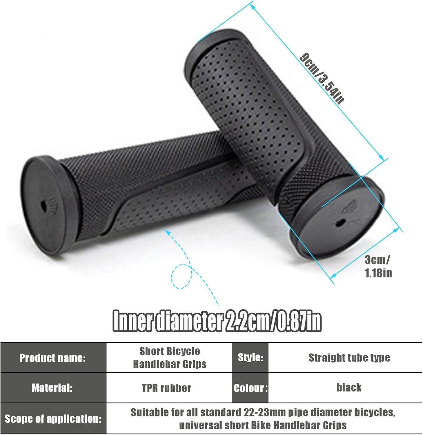 Bike Handlebar Grips Short Mini Bicycle Handlebar Grips 90Mm Length Rubber Bicyc
