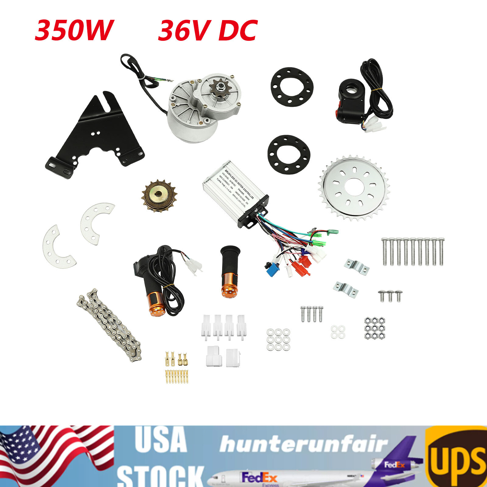 36V 350W My1016Z3 Brushless Motor E-Bike Conversion Kit With Controller