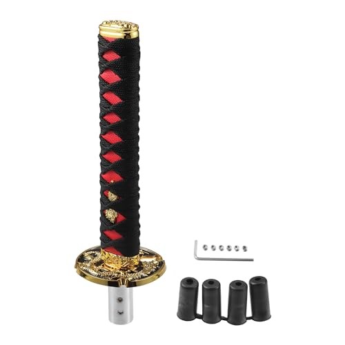 Shift Knob with 4 Adapter/Front Gear Shifter 10.63″x3.15″ Black, Red, Gold Tone