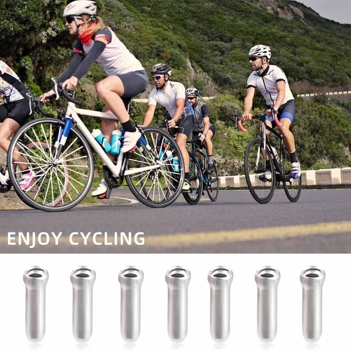 100 Pcs Bike Brake Cable End Caps Crimps Small, silver