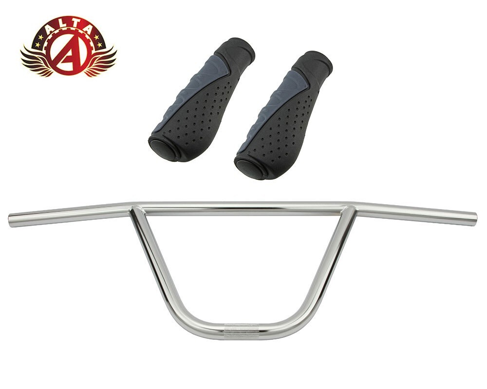 ALTA CW PRO Old School Classic Chrome Handlebar W/ 135mm SPORTY ERGONOMIC GRIPS.
