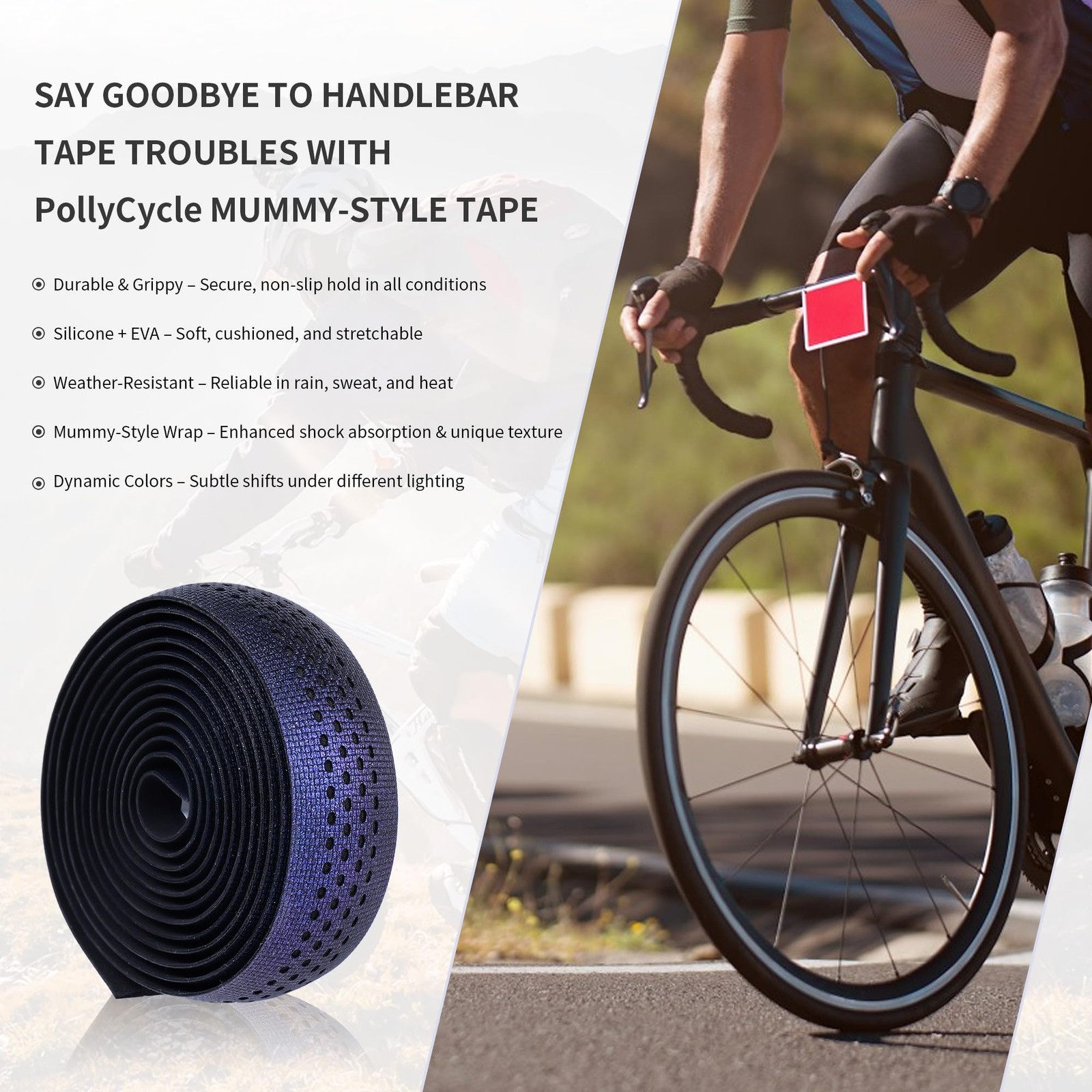 1 Pair Bike Handlebar Tape – Non-Slip & Stain-Resistant Bar Tape, Shock Absor…