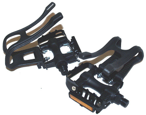 Bear Trap Pedals Black 9/16 Pedals With Toe Clips NEW!